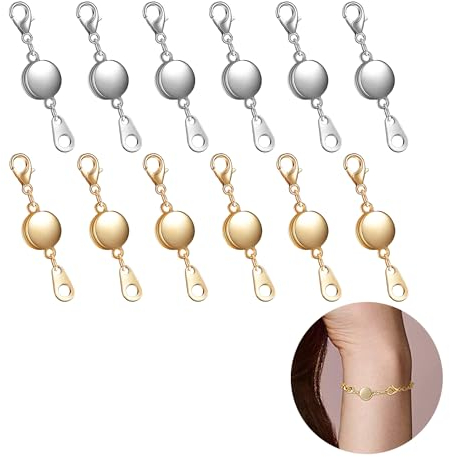 12 Stück Magnetverschlüsse Magnet Schmuck Verschlüsse Magnetische Halsketten Verschlüsse magnetische Halskettenverschlüsse und -verschlüsse für Personalisierte Halsketten,Armbänder,Fußkettchen