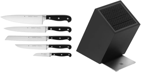 WMF Spitzenklasse Plus Messerset 5teilig, Kochmesser & Messerblock unbestückt leer ohne Messer Flextec Cromargan Edelstahl rostfrei schwarz