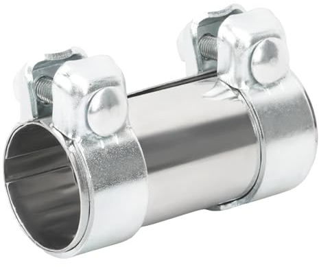 dentedeleao Exhaust Clamp, Universal Car Stainless Steel Exhaust Pipe Clamp, Car Exhaust Pipe Clamp, Double Clamp Pipe Connector 125 mm Length for Exhaust Muffler (Ø 50mm)