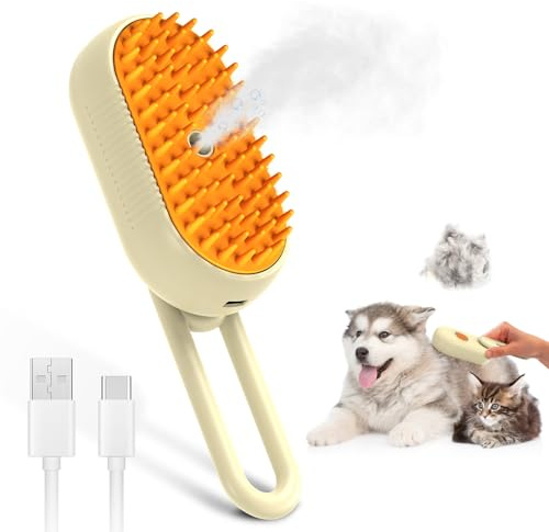 Ankilo Cat Steam Brush With Spray - for Long Short Hair Cats Dogs Rabbits | Rechargeable Steam Brush for Massages, Eliminate Flying Hair, Self Cleaning Slicker Steamy Cat Comb With Water Tank