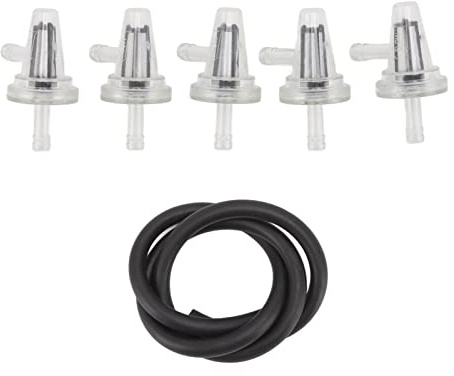 Klanata 5er-Pack 90-Grad-Kunststoff-Inline-Kraftstofffilter für 1/4-Zoll oder 6-7mm Schläuche, Universal-Ersatz für Motorräder und kleine Motoren ohne Einspritzung, Transparenter Benzinfilter