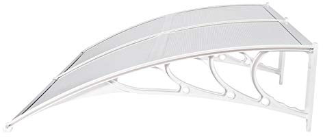 Patio Over Door Awning Canopy Porch Window Front Back Rain Cover Shelter Outdoor Shop Roof Shade Weatherproof Translucent Easy assembly for doors balconies showcases shop windows etc (60 * 100cm)