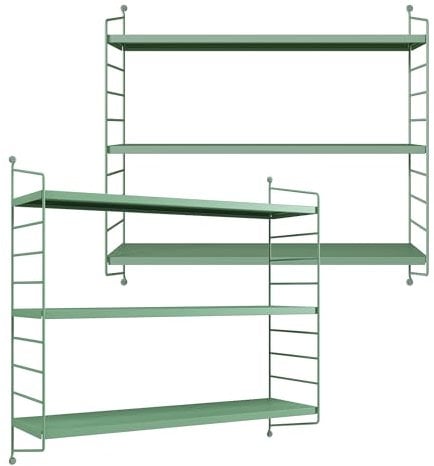 [en.casa] Modulares Wandregal Strängnäs 2er Set Metallregal Pastellgrün Hängeregal mit 3 Regalböden Badregal Küchenwandregal Wandablage Wohnzimmer