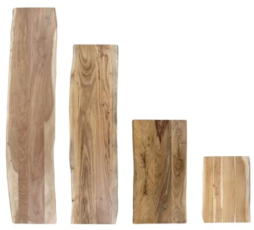 trelevo Waschtischplatte 60x40 cm, Akazienholz massiv 26mm, Tischplatte naturfarben, Baumkantenplatte als Waschtisch für Aufsatzwaschbecken