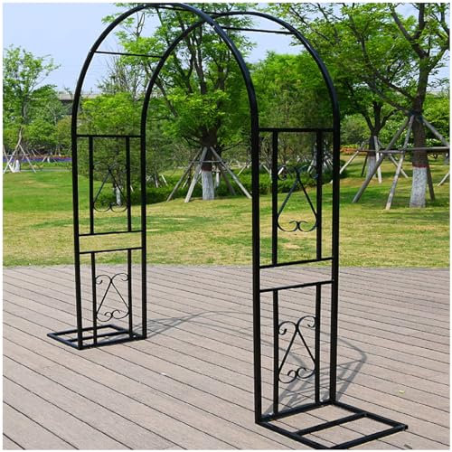 Arche de jardin en métal pour plantes grimpantes - Tonnelle de rose robuste avec base - Support pour pergola extérieure - Arche pour pelouse, terrasse, arrière-cour - Idéal pour les roses et les
