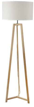 ValueLights | Natural Wood Freestanding Tripod Floor Lamp with White Trim Drum Shade Living Room Lounge Light | Floor Lamps, Home Décor & Improvement Essential