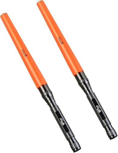 UltraFire 2PCS Verkehrsstab LED Taschenlampe, 18 Zoll Signalstab Taschenlampe, 1300 Lumen 3 Modi mit Rotem Blinkmodus für Verkehrsleittechnik, Feuerwehr, Flughäfen, Notfall, WF-501D
