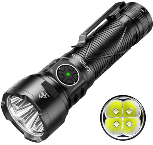 Sofirn SR15 wiederaufladbare Taschenlampe, hohe Lumen, 4500 Lumen, superhelle Taschenlampe mit Magnetfuß & IP68 wasserdicht, lange Strahldistanz, EDC-Taschenlampe für Notfall, Reparatur, Camping,