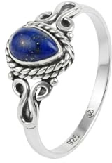 mantraroma Silberring Damen 925 Sterling Silber – tropfenförmiger Edelstein Ring, Vintage Statement Ring Schmuck, elegantes Geschenk für Frauen