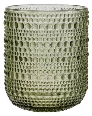 Baroni Home Set 6 pz di Bicchieri in Vetro Colorati e Decorati con Rifiniture in Rilievo 30 CL, Bicchieri Eleganti Lavabili in Lavastoviglie, 8x8x10 cm, Verde
