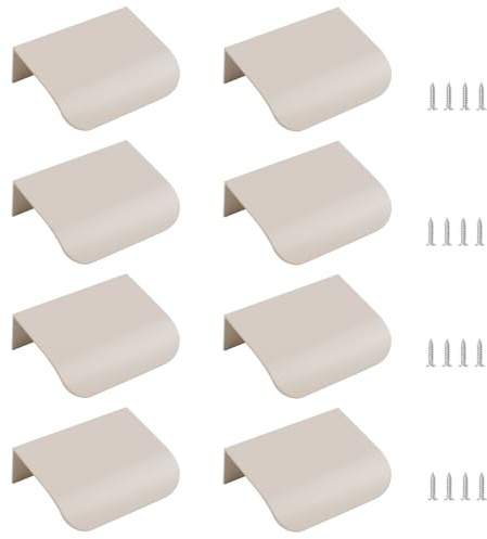 MOROBOR Finger ziehen, 8 Stücke versteckte Hand ziehen modernen Stil Schublade ziehen, Aluminium-Legierung unsichtbar Schrank Schublade, 50mm / Kaschmir Grau