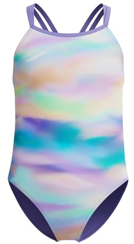 Speedo Kids Printed Twin One Piece Swimsuit Purple Mist 7-8 Years