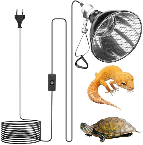 Aicharynic Lampada per Terrario per Rettili: Portalampada in Ceramica E27, Lampada a Cupola da 200W, 220-240V UVA/UVB, per Tartarughe, Lucertole, Serpenti, Lampada Riscaldante
