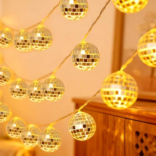 20 Led Discokugel Lichterkette, 3m Disco Ball String Lights, Disco Spiegel Ball Lights, Mini Disco Balls Ornaments, Batteriebetrieben, Discokugel-Lichterkette Für Schlafzimmer Party Weihnachten