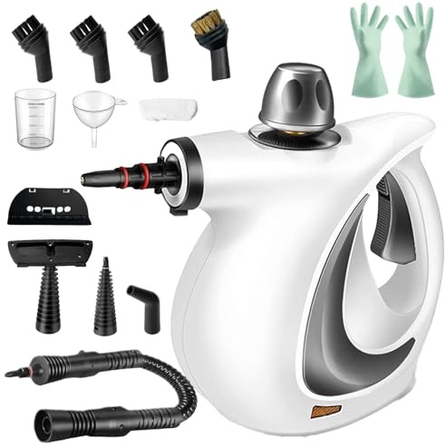 Nettoyeur à Vapeur Aquanevo, Nettoyeur Vaporisateur a Main, Nettoyeur Haute Pression, Pression de Vapeur de 3,2 Bars avec 12 Accessoires (Blanc)