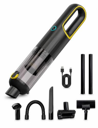 YCKJXSMA Aspirateur à main sans fil pour voiture - 20 000 Pa, 2 modes, USB-C | Aspirateur à main sans fil 20 000 Pa, 2 modes, USB-C, 450 ml, pour voiture, maison et bureau.