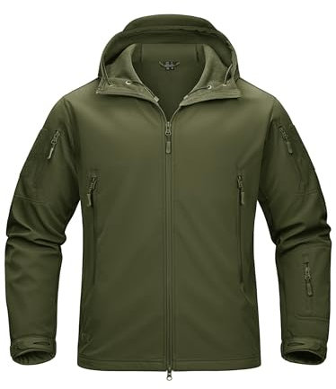TACVASEN Waterproof Jacket Men Softshell Fleece Jacket Outdoor Camping Hiking Coat Military Tactical Jackets Army Green S