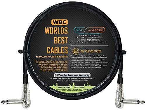 Van Damme Pro grado Classic XKE – 60 cm – flexible blindado pedal de efectos para guitarra o bajo instrumento, Cable de conexión – de bajo perfil, en ángulo recto panqueque TS conectores (6,35 mm)