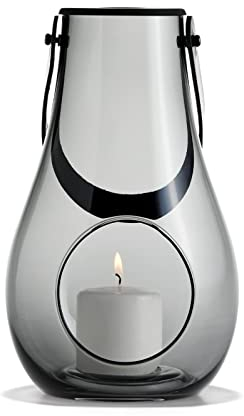 Holmegaard Laterne H25 cm Design with Light aus mundgeblasenem Glas, grau