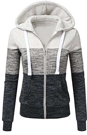 Newbestyle Jacke Damen Sweatjacke Hoodie Sweatshirt Pullover Oberteile Kapuzenpullover,White,L