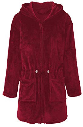 CelinaTex XL Bademantel Kapuze Uni kurz aufgesetzte Taschen zwei Wege Reißverschluss Damen Kuschelflanell OEKO-TEX Famous