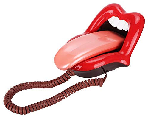 Hakeeta Telefono con filo, telefono fisso multifunzionale Telefono Desktop Forma di lingua rossa grande Decorazione divertente Telefono del bambino con funzione di memorizzazione