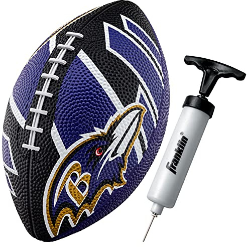 Franklin Sports NFL Baltimore Ravens Football - Youth Football - Mini 8.5 Rubber Ball - Perfect for Kids - Team Logos and Colors