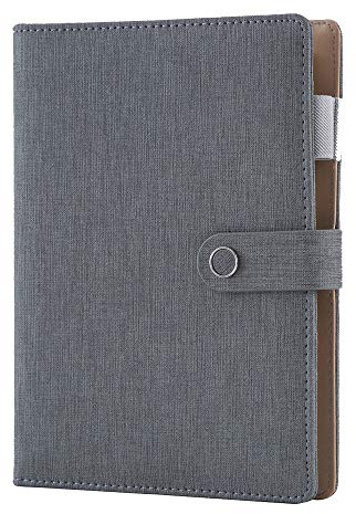 Spiral-Tagebuch, Schreib-Notizbuch, 6-Ringbuch, nachfüllbar, Tagebuch, Notizblöcke, Vintage-Business-Planer, persönlicher Organizer, Agenda für Männer und Frauen, Kunstledereinband, A5-Größe, Grau