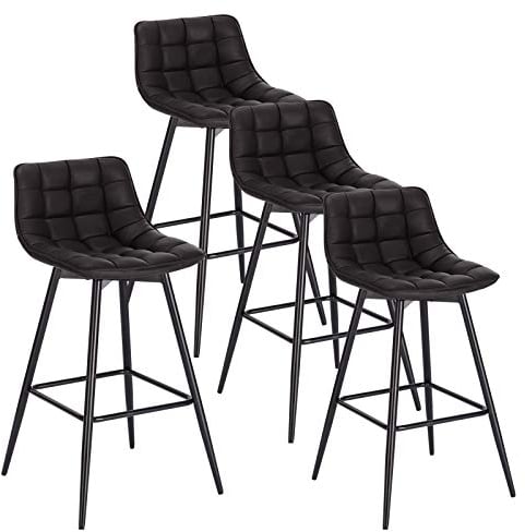 WOLTU 4er Set Barhocker Barstuhl Hocker Tresenhocker Bistrohocker Design Stuhl Kunstleder Metall Anthrazit BH249an-4