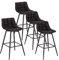 WOLTU 4 X Tabouret de Bar Bistro Chaise de Bar Assise rembourrée en Similicuir avec Pieds et Repose-Pieds en métal,Anthracite BH249an-4