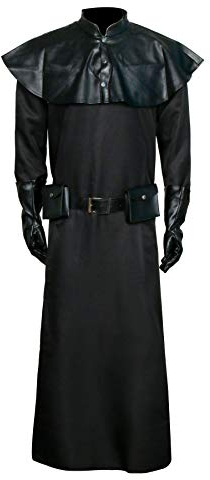 NUWIND Plague Doktor Pest Arzt Kostüm Mittelalter Steampunk Schwarz Kapuze Halloween Cosplay Rollenspiel Outift für Erwachsene (M)