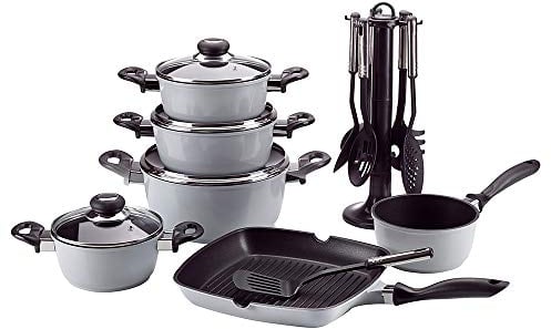 Krüger 17/GR Topf- und Pfannenset, Aluminium, Grau