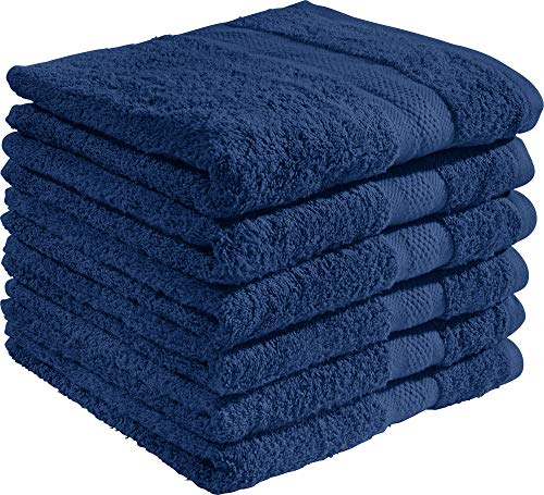 REDBEST Handtuchset, Frottierset 6er-Pack Chicago dunkelblau Größe 50x80 cm - saugstark, strapazierfähig, ideal für Reisen, Sport (weitere Farben)