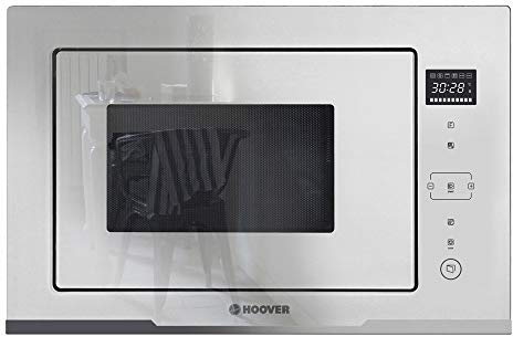 Hoover H-MICROWAVE 500 – HMGV28GDFW – Microonde integrato con grill, 28 litri, 1450 W, 6 programmi, 5 livelli di potenza, timer 95 min, Quick Start, apertura elettronica, bianco
