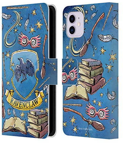 Head Case Designs Officially Licensed Harry Potter Ravenclaw Pattern Deathly Hallows XIII Leather Wallet Case Compatible With Apple iPhone 11