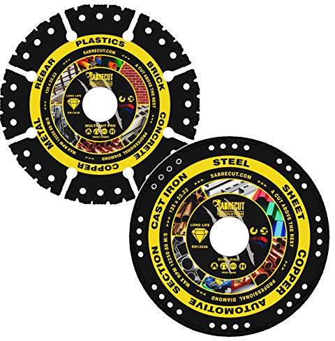 2 x SabreCut VBSCK125 125mm (5 inch) x 22.23mm Bore Vacuum Brazed Metal and Multi Material Cutting Angle Grinder Saw Diamond Disc Blades