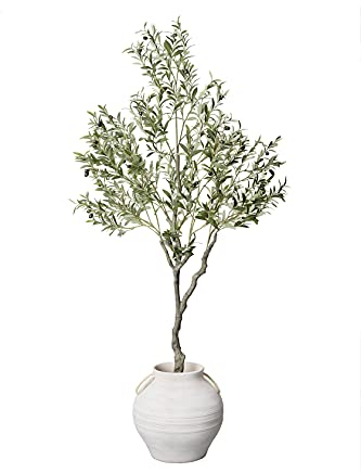 VYNT Olive Tree Artificial 7 Feet Tall, Fake Indoor Tree, Faux Decorative Tree
