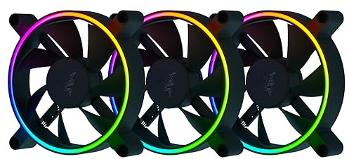 Razer Kunai Chroma - aRGB-PC-Hochleistungslüfter (Leise, leistungsstarke, Bis zu 8 Lüfter anschließen, Unterstützung für PWM-Lüftersteuerung, Razer Chroma) 3 Lüfter | 120MM