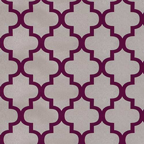 Exclusive Moroccan Flock Velvet Trellis Damask Geo Wallpaper (Purple Grey J114)