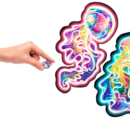 UNIDRAGON Original Holzpuzzle — Wandernde Qualle, 330 Teile, King Größe 14.9 x 14.9 Zoll (38 x 38 cm) Schöne Geschenkverpackung, Einzigartige Form Erwachsene und Kinder