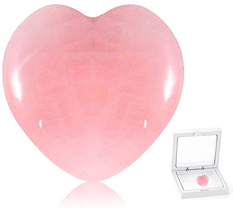 Rose Quartz Crystals Heart Worry Stones Anxiety Palm Stone Healing Chakra Gemstone for Reiki Meditation Chakra Healing Wicca Collectors Therapy Stress Relief Pocket Thumb Mini Crystals
