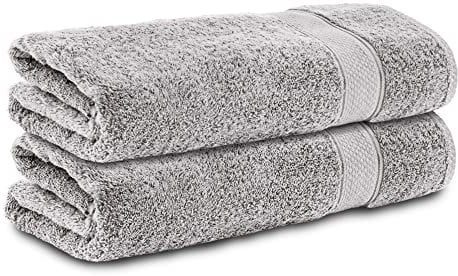 Komfortec 2er Handtücher 50x100 cm Set aus 100% Baumwolle, Frottee, Weich, Silber