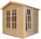 Garten Holzhaus mit Bitumenschindeln der roten Farbe, B233xT222xH233 cm, Modernes Gartenhaus als Home-Office, Abschließbares Gartenhaus, Home Office im Garten oder Garten-Studio TIMBELA M351FB
