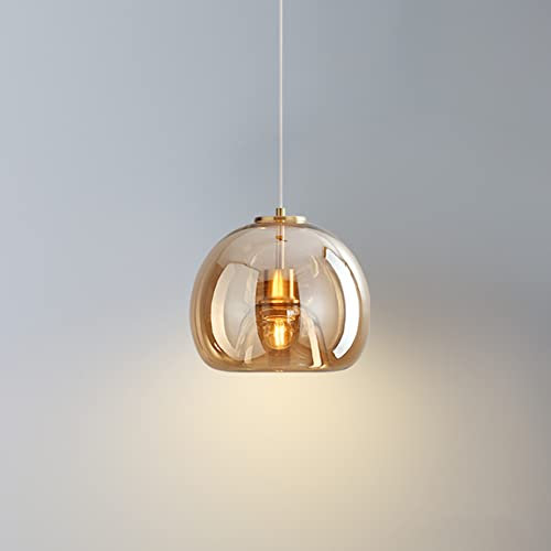 Lustre moderne en verre gris fumé/ambre, luminaires de 9 pouces en fer Art Pedant, éclairage suspendu réglable en hauteur pour chambre à coucher, cuisine, îlot, salle à manger, salon, salle d'expositi