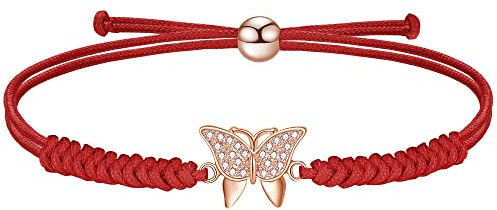 JENDEAR SHINE Bracelet Papillon pour Femme, Bracelet en Corde Tressée à la Main Réglable, Cadeau Anniversaire Fête des Mères pour Maman Femme