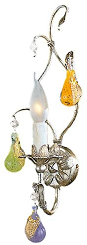Casa Padrino Luxus Barock Wandleuchte Silber mit Patina/Mehrfarbig 16 x 13 x H. 42 cm - Elegante Barockstil Wandlampe mit edlem Murano Glas - Barock Leuchten - Luxus Qualität - Made in Italy