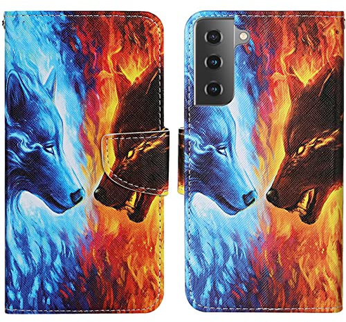 Verpotex Kompatibel mit Samsung Galaxy S21 FE Hülle, Handyhülle Samsung S21 FE Hülle Premium Lederhülle Leder Klappbar Flip Case Magnet Kartenfach Klapphülle Schutzhülle Samsung S21 FE (Wolf)