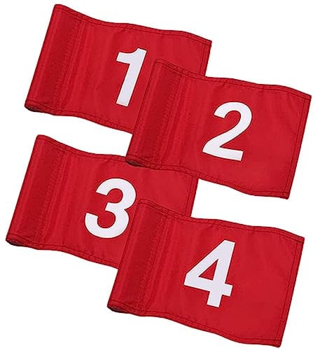 CORHAD 4pcs Golf Green Flag Outdoor Accessories Outdoor Flag Pole Indoor Flag Pole Indoor Putting Green Red Flags Flagstick Mini Number Practice Flags Golfs Flags Course Supplies