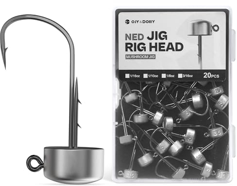 Ned Rig Jigköpfe, 20 Stück Finesse Pilz-Jighaken-Set für Barschangeln, 0,9 g