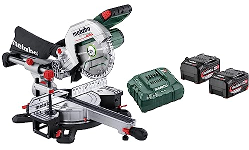 Metabo KGS 18 LTX BL 216 - Sega a batteria (18 V, 2 x 5,2 Ah, Li-Power, caricatore ASC 55, con funzione di trazione, classe M, sega, robusto documento) 614216650
